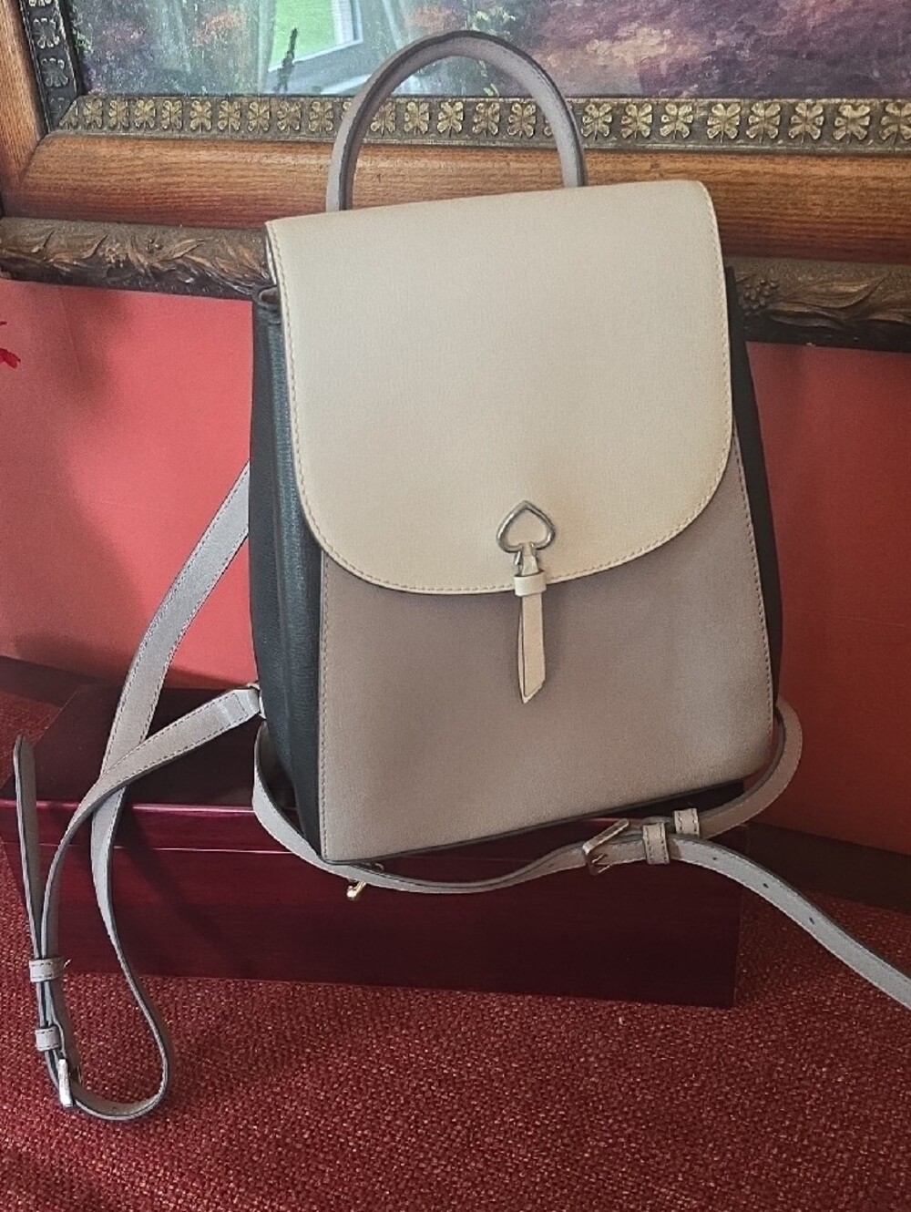 kate spade Tri-Color Convertible Leather Backpack - Cream, Gray & Black - Picture 2 of 4